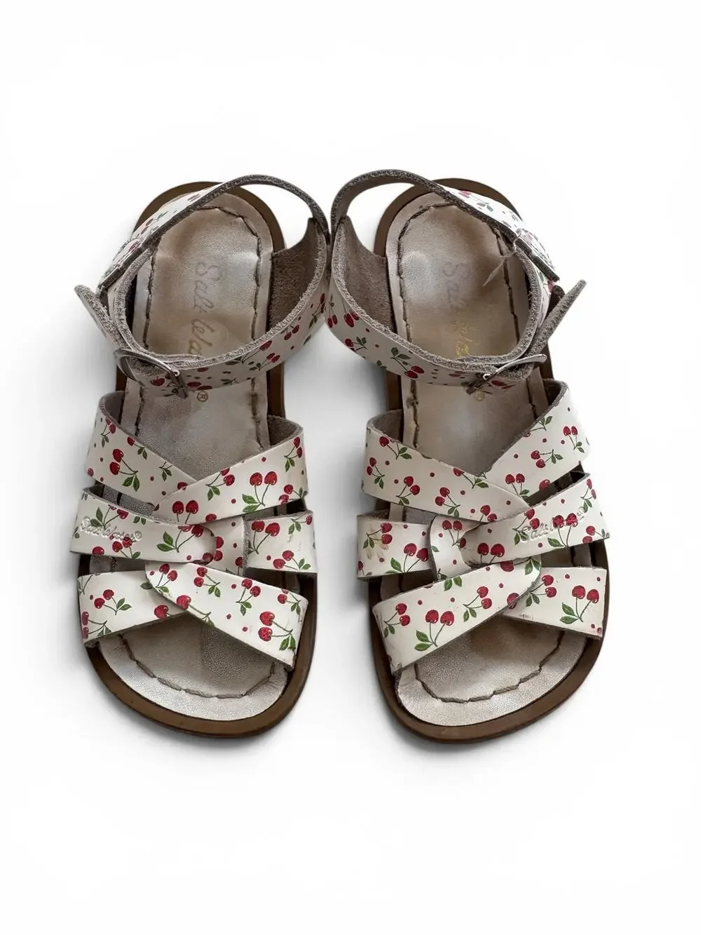 Salt Water sandals in white cherries print